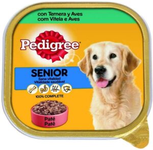 Pedigree Comida Húmeda para Perros Senior, Sabor Ternera y Aves en Paté