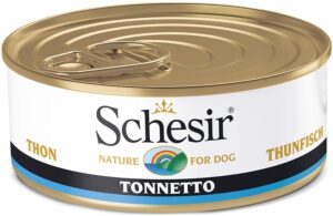 Schesir, Comida húmeda para Perros Adultos, Sabor bacoreta en gelatina Blanda - Total 2,7 kg (18 latas x 150 gr)