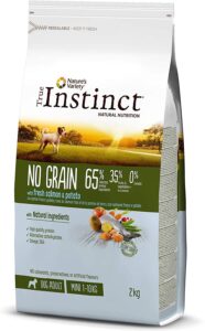 True Instinct No Grain - Nature's Variety - Pienso sin Cereales para Perro Junior Medium-Maxi con Salmón - 2kg